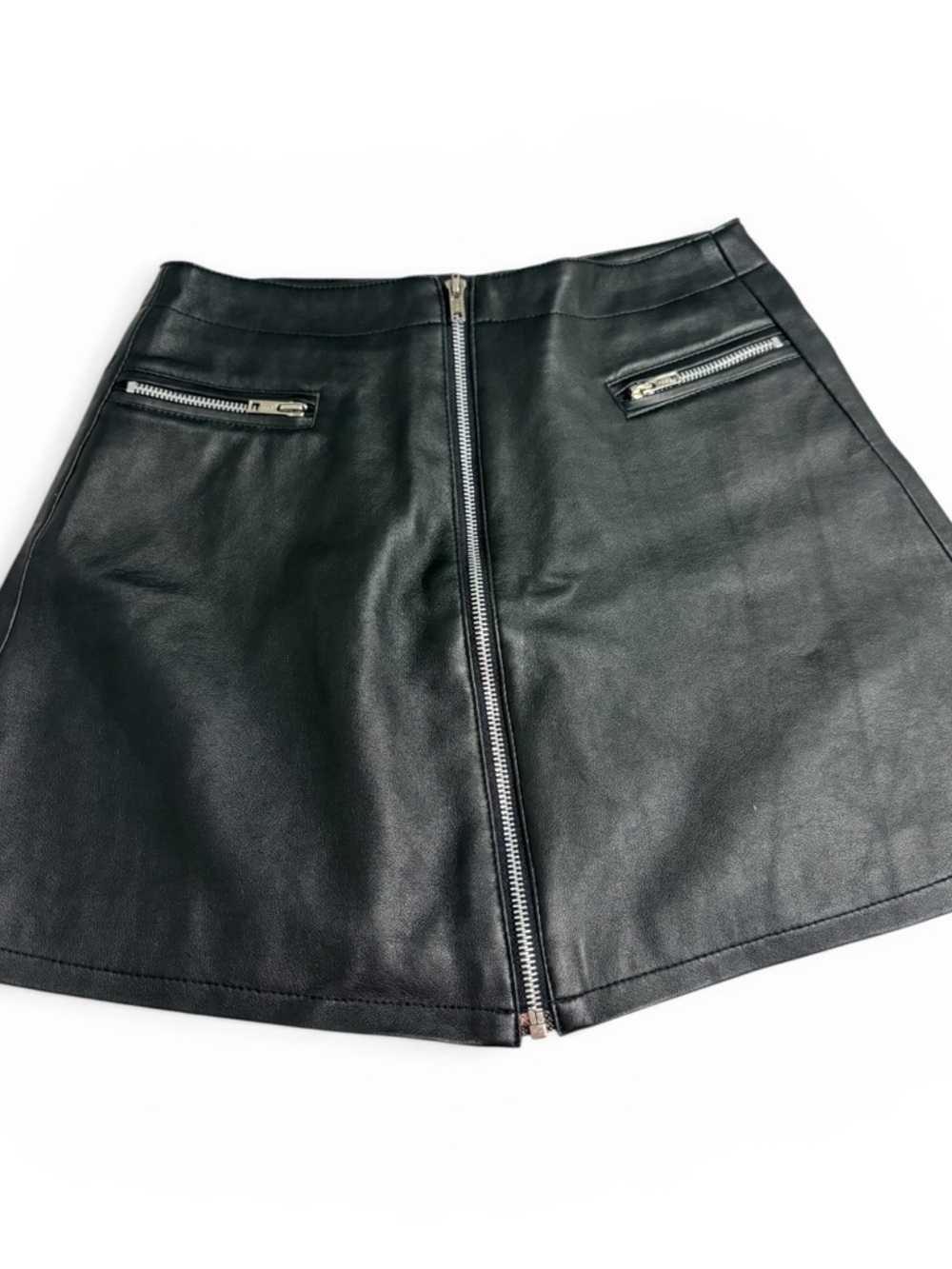 BB Dakota Black Faux Leather Zip Front Moto Mini Skirt XS/S Y2K